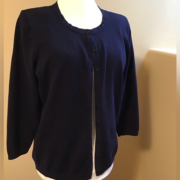 Navy 3/4 Sleeve Cardigan - Picture 4 of 5